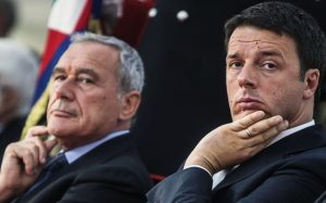 Il presidente del Senato, Pietro Grasso, e il segretario del PD, Matteo Renzi.